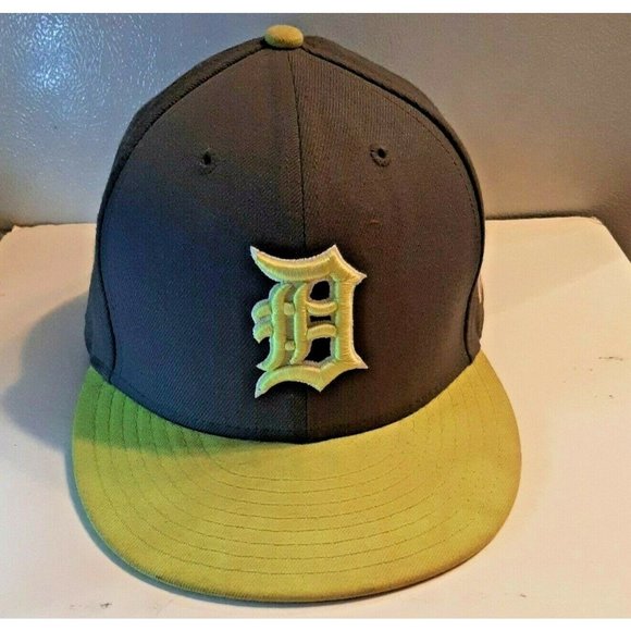 Detroit Tigers Hat Baseball Cap Fitted 7 1/2 New Era Gray Green MLB As Is - Picture 2 of 12